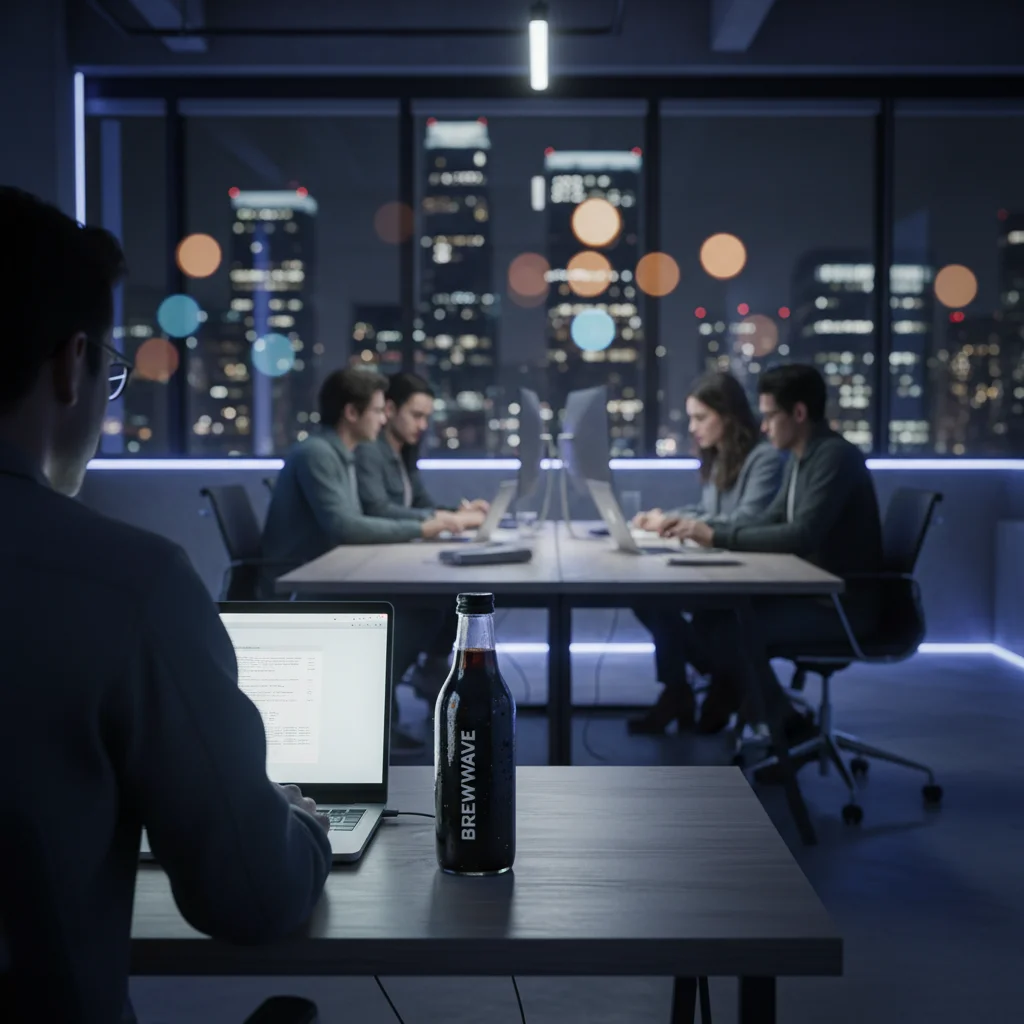 Cinematic Cold Brew Night: Urban Loft Productivity for Modern Coffee Brands