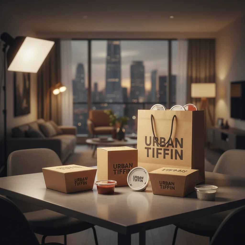 AI Generated preview for Cinematic Urban Food Delivery: Premium Cloud Kitchen Packaging & Brand Identity Showcase - Packaging Brand Systems