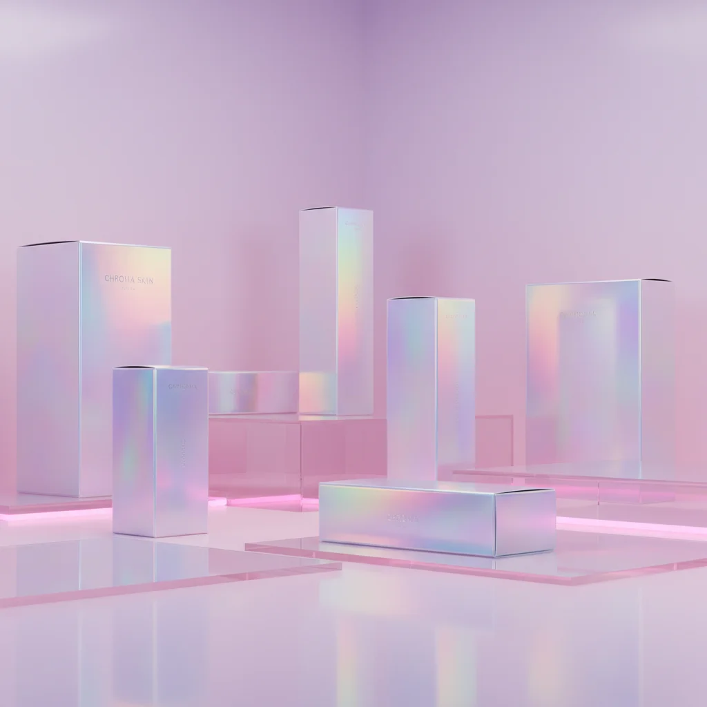 Premium Iridescent CHROMA SKIN: Future Glow Cosmetic Packaging System