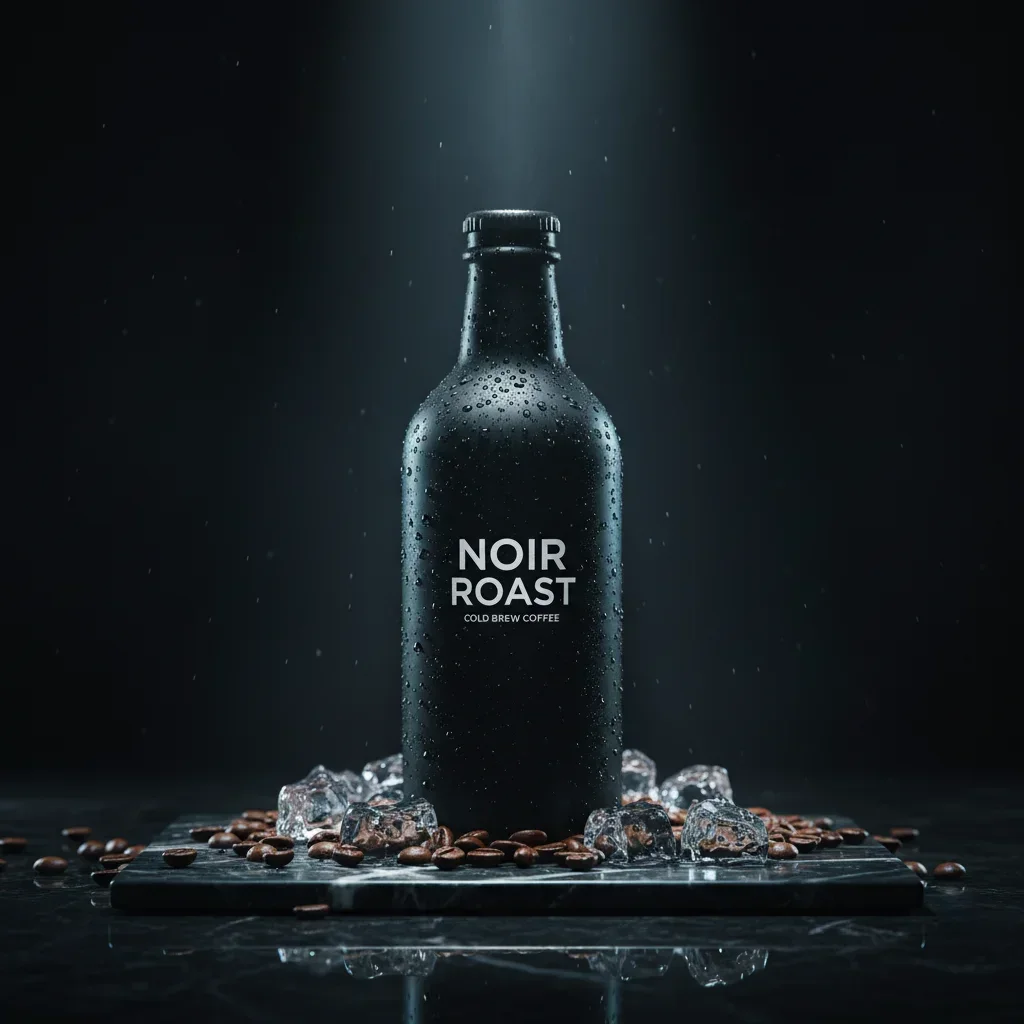 Cinematic Luxury Cold Brew Coffee Bottle Hero Visual for Premium Beverage Branding