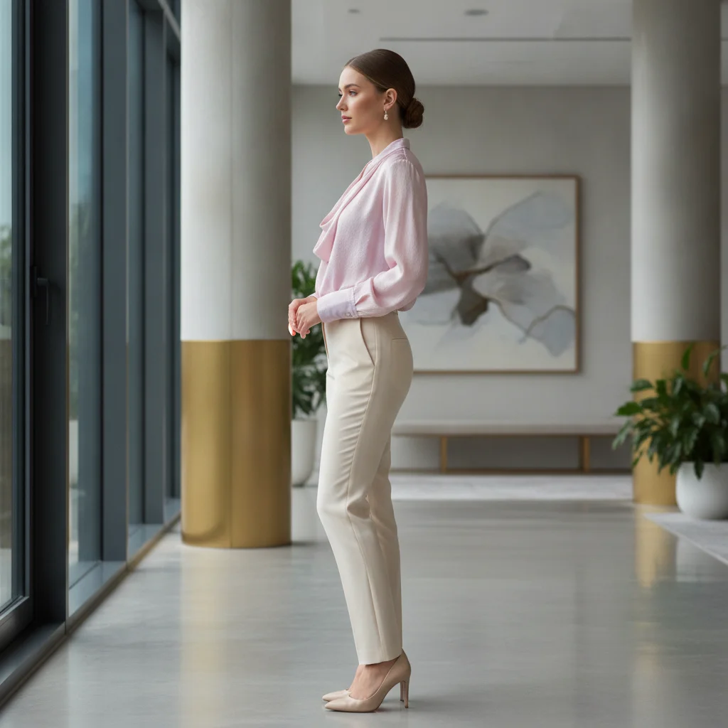 Professional Elegance: Lumina Blouse, Corporate Fashion Editorial