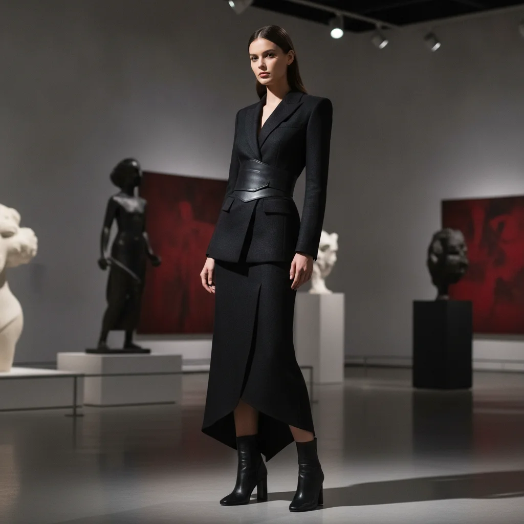 NoirLine Luxury Tailored Ensemble: Modern Art Gallery Fashion Campaign