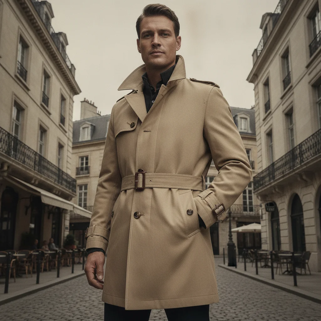 Premium Menswear Editorial: Vintage Trench Coat Urban Style
