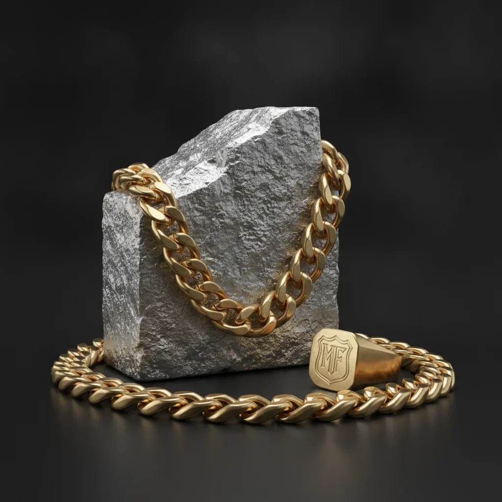 Cinematic Luxury Men's Gold Jewelry Product Showcase