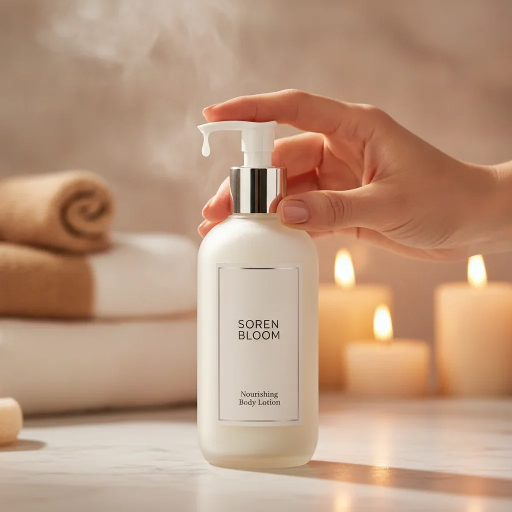 Luxury Spa Lotion: Serene Hand & Product Close-up