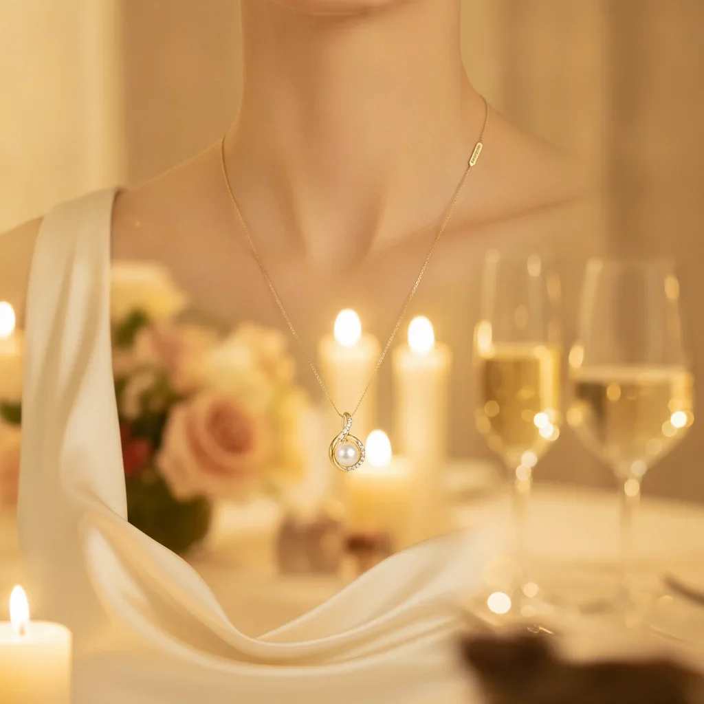 Luxury Pearl Pendant: Candlelit Elegance for Evening Wear