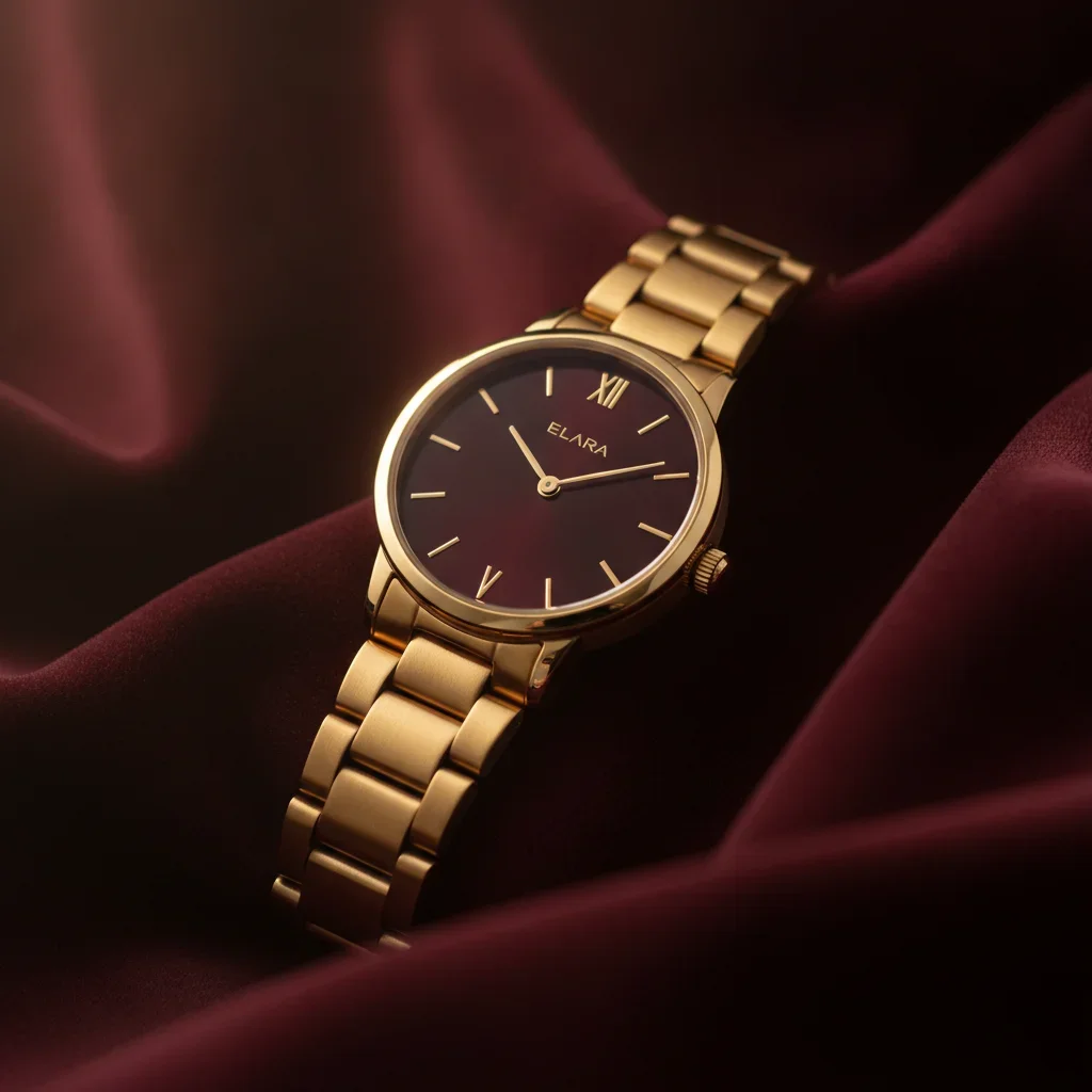 Exquisite Gold Watch on Velvet: Hyper-Realistic Luxury Ad