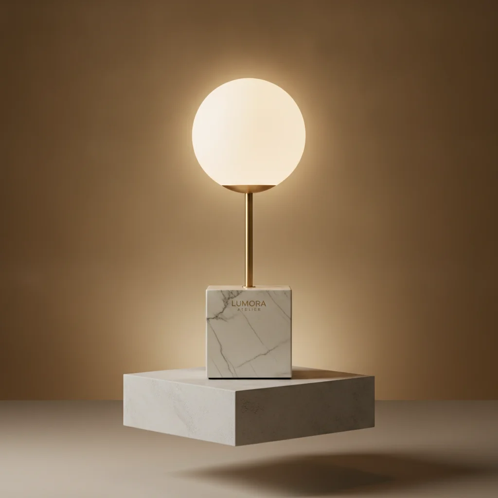 Luxury Marble Smart Lamp: Elite Product Hero Visual