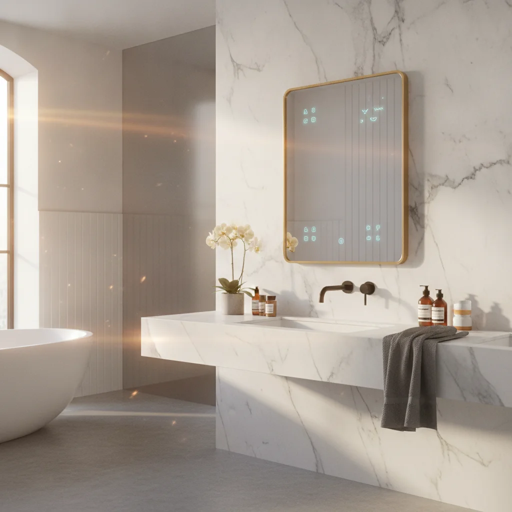 Luxury Smart Mirror: Morning Ritual & Skincare Elegance