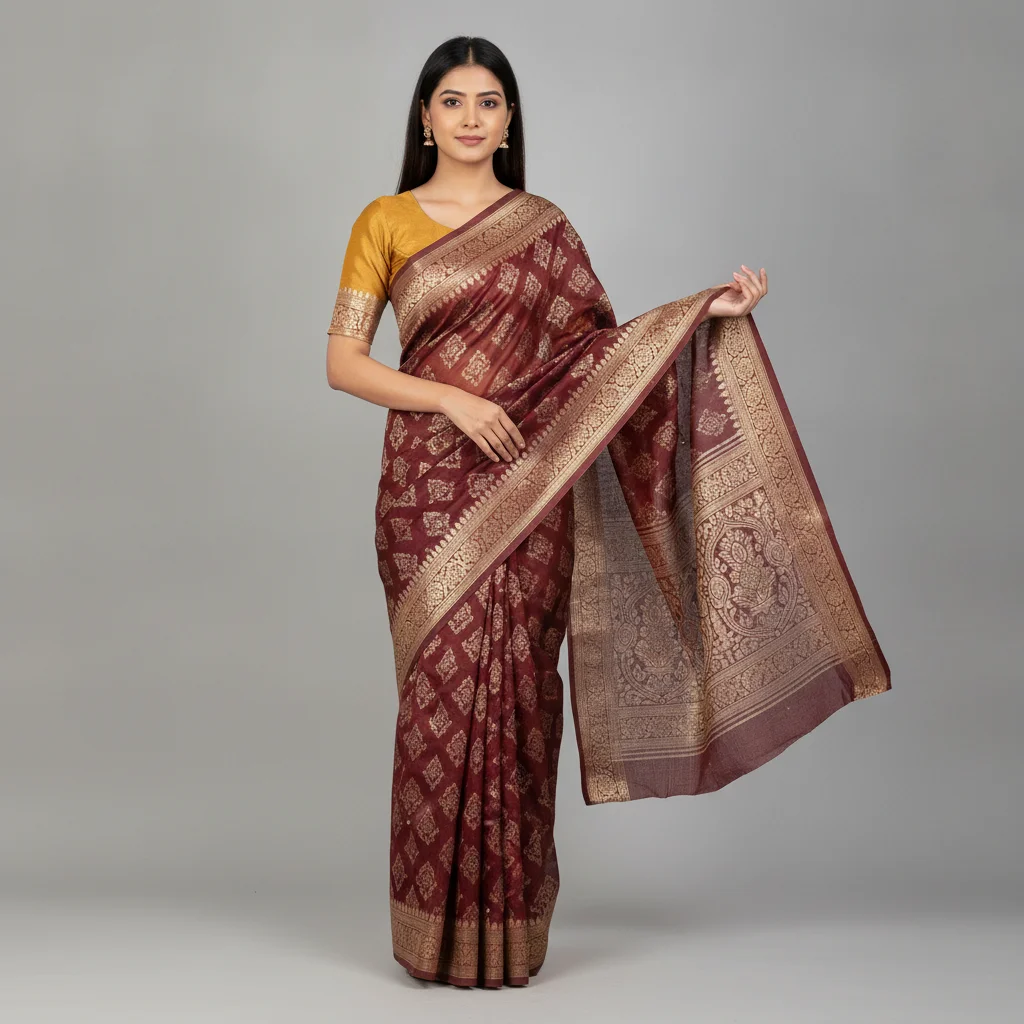 Premium Saree E-commerce Photography: Ultra-Realistic Studio Shot