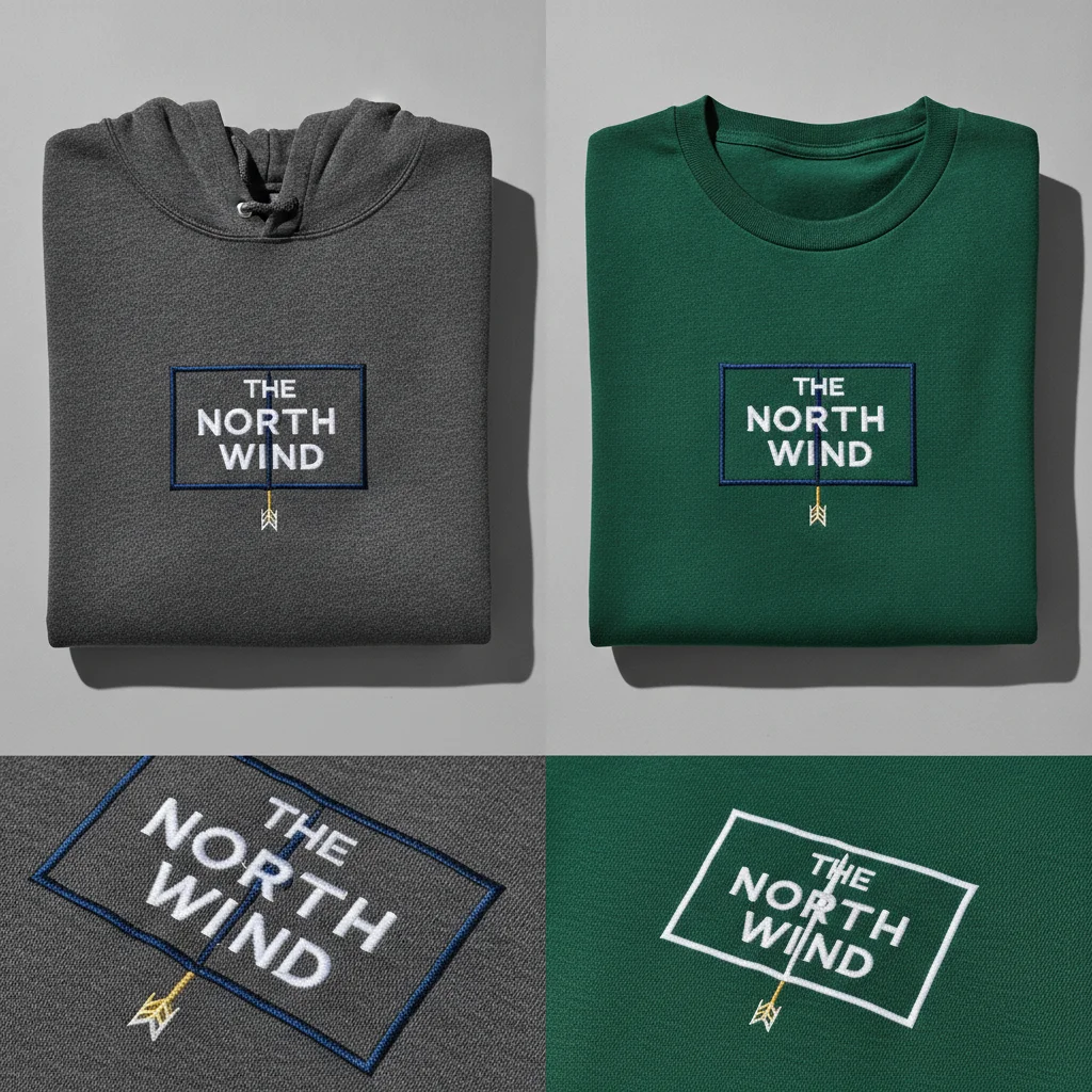 AI Generated preview for Premium Apparel Decoration Comparison Mockup: Embroidery vs. Print - Mockups and Branding