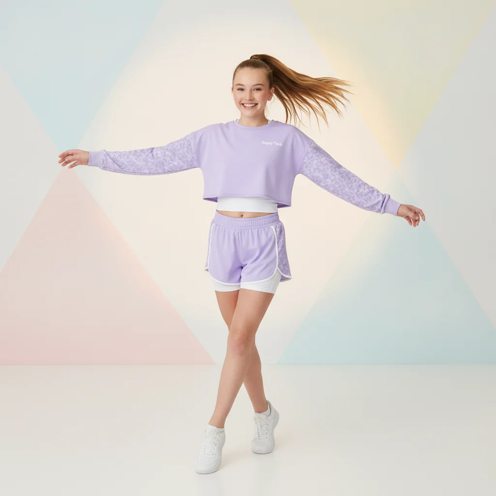 Dynamic Youth Sportswear Campaign: Athletic Skort & Layered Top Set