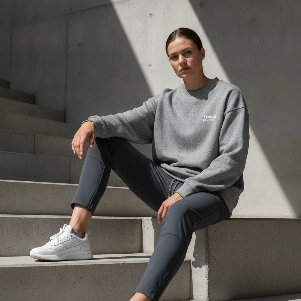 Ultra-Realistic Athleisure Editorial: Oversized Sweatshirt & Technical Pants
