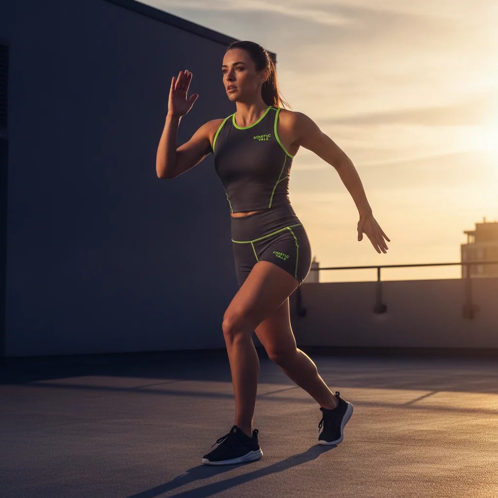 High-Performance HIIT Activewear - Rooftop Agility Photo Shoot