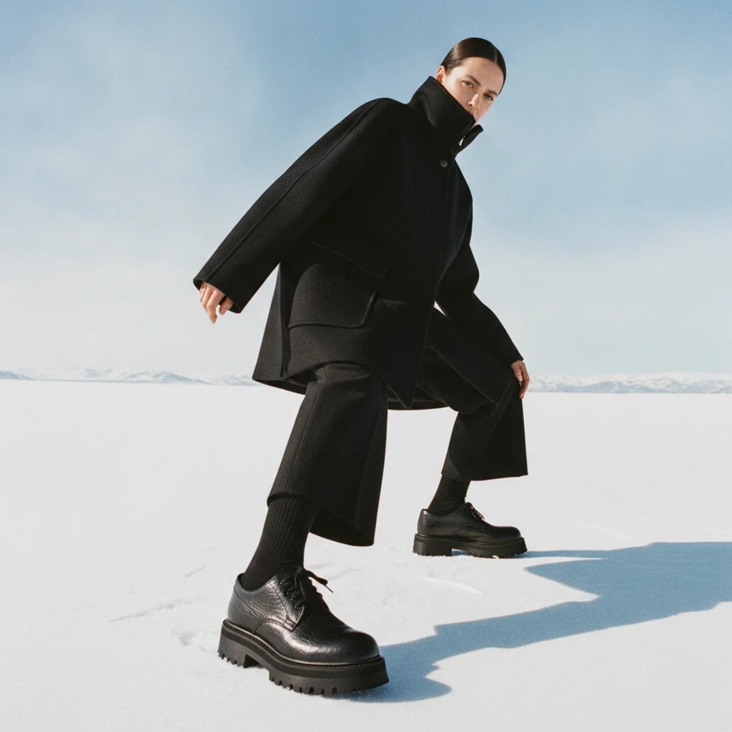 Dramatic Winter Fashion Editorial: Elevated Snowfield Product Shoot