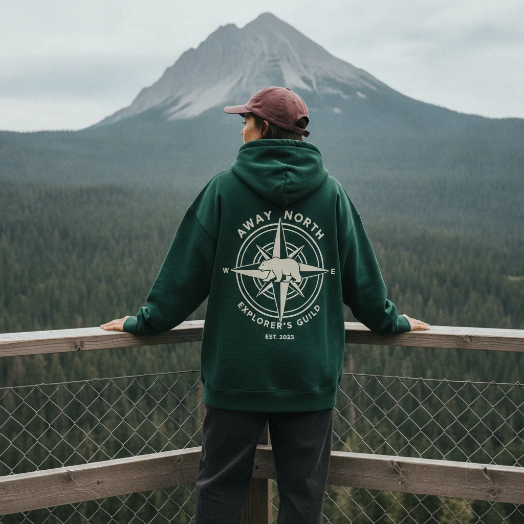 Premium Streetwear Hoodie: Mountain Vista Lifestyle Photography