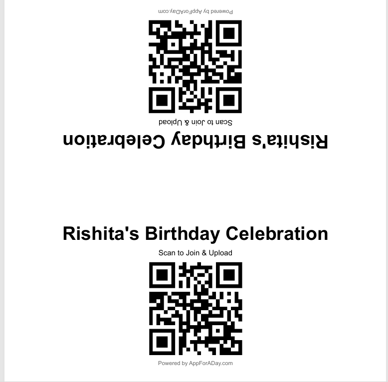 Printable QR Code PDF For Guest Tables