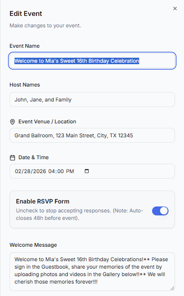 Real-time Control/Edit For Host With Admin Pin