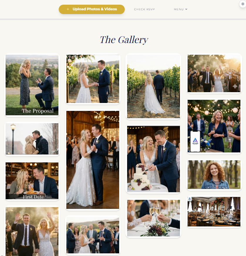 Built-in RSVP, Photo/Video Uploads, and Slideshow