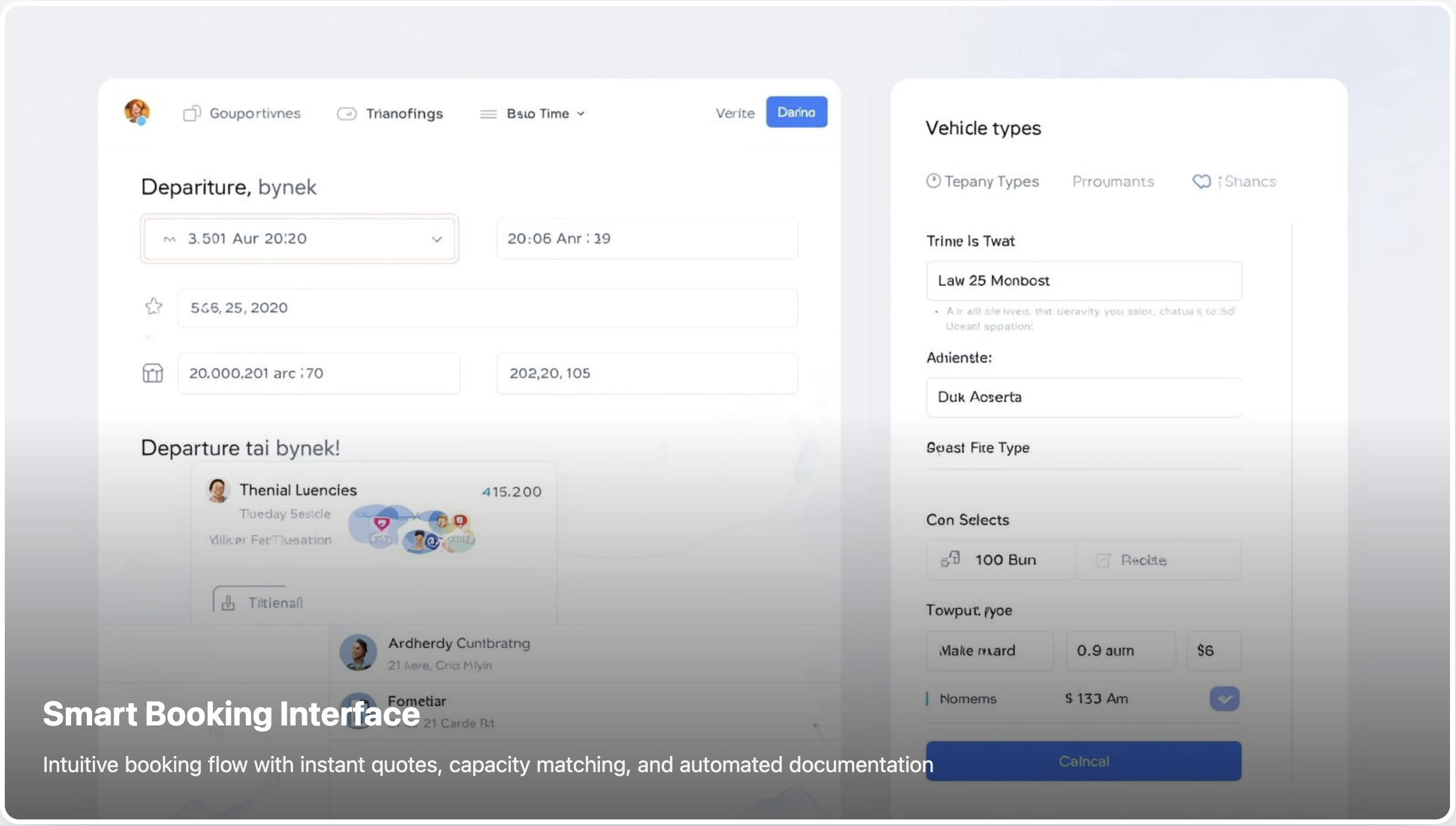 A clean user interface for booking a shipment.