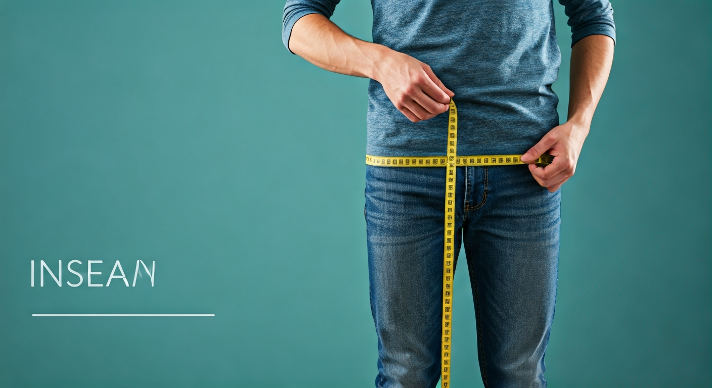 A person accurately measuring their own inseam with a tape measure for a custom fit of trousers.