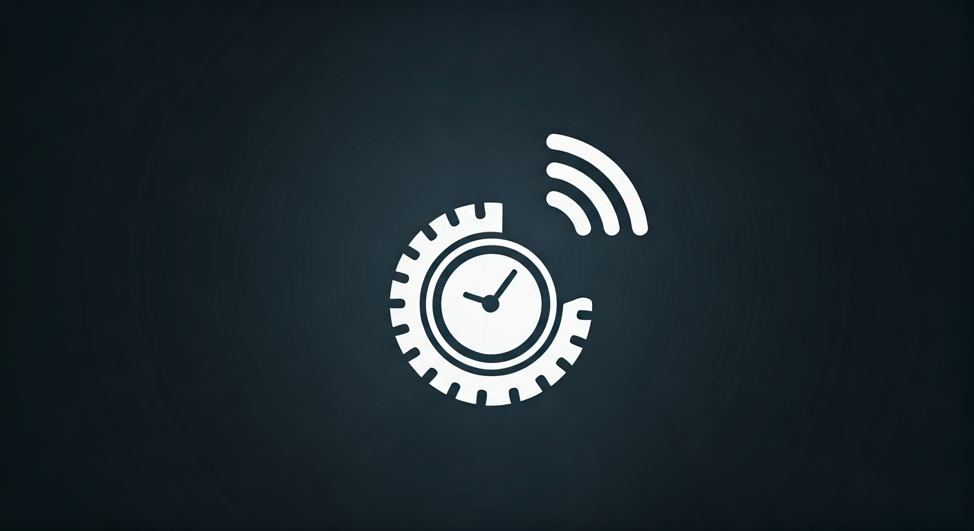 A minimalist graphic of a car tire with a pressure gauge icon and radiating wireless signals, symbolizing a Tyre Pressure Monitoring System.