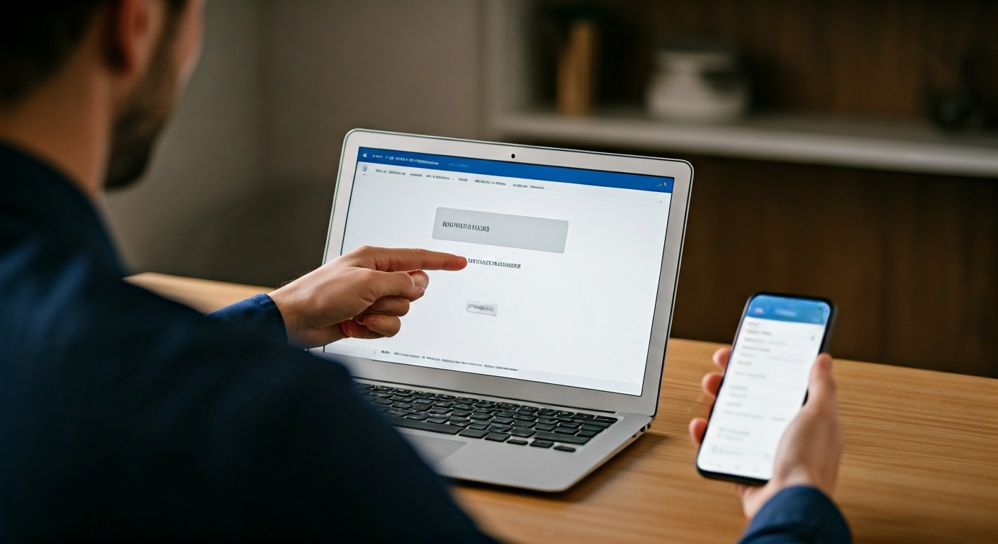 A person appears frustrated, looking at a laptop with a 'Share with Network' button missing on LinkedIn, while holding a smartphone also displaying the issue. The scene suggests common technical difficulties.