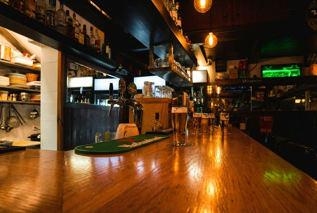 A realistic scene depicting a sophisticated bar.