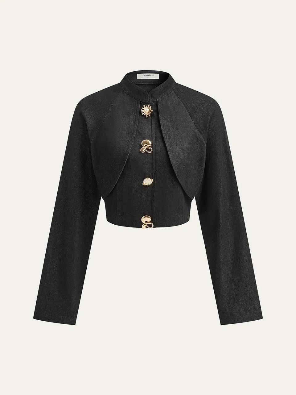 Укороченный жакет с декоративными золотыми застёжками