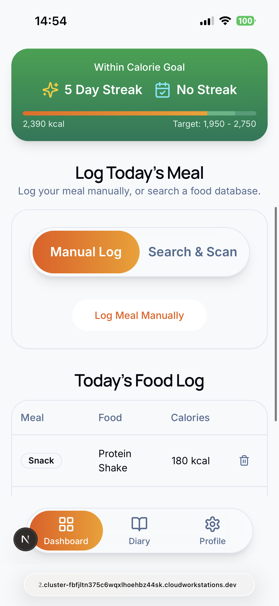 Calorie Tree App Screenshot 2