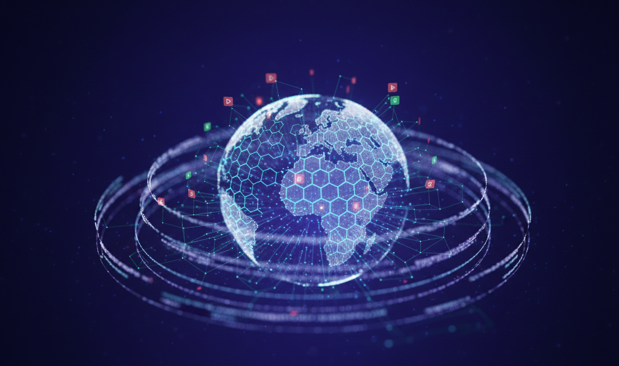 Abstract background for the global reach section.