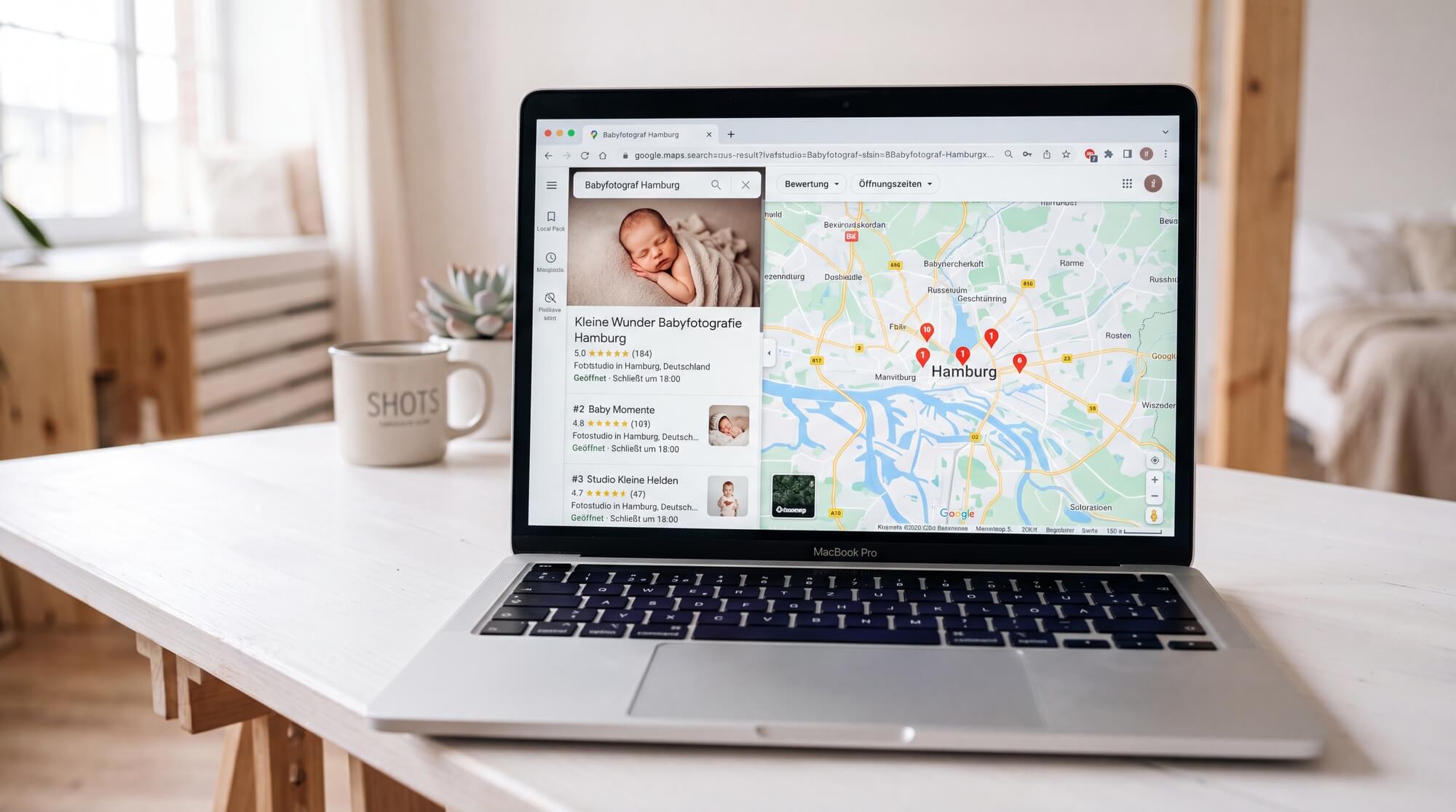 Google Suchergebnis Platz 1 für Babyfotograf Hamburg