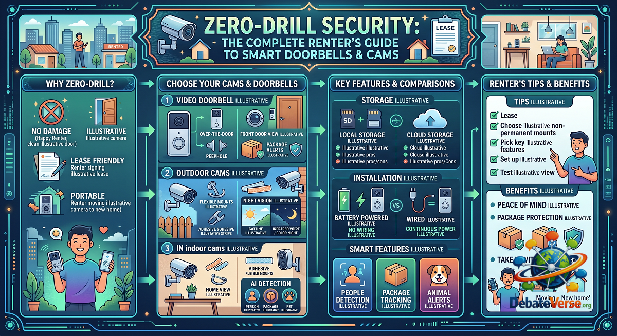 Infographic of Zero-Drill Security: The Complete Renter’s Guide to Smart Doorbells & Cams
