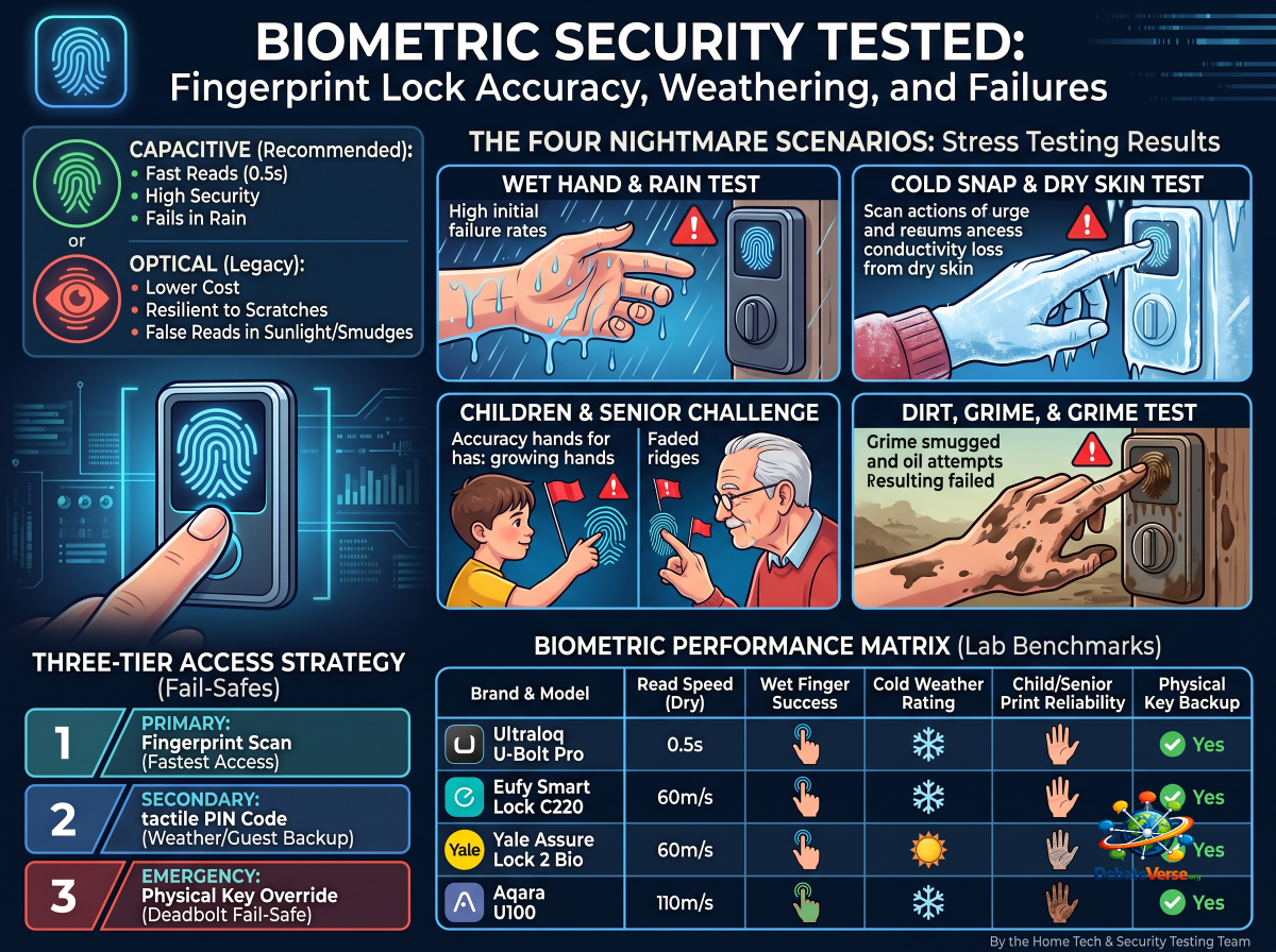 Infographic of Biometric Security Tested: Fingerprint Accuracy, Weathering, and Failures