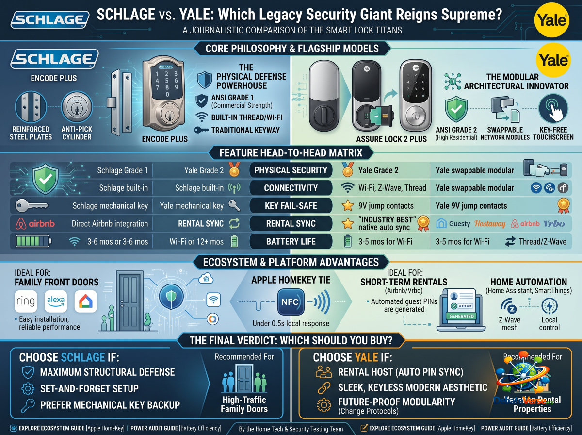 Infographic of Schlage vs. Yale: Which Legacy Security Giant Makes the Better Smart Lock?