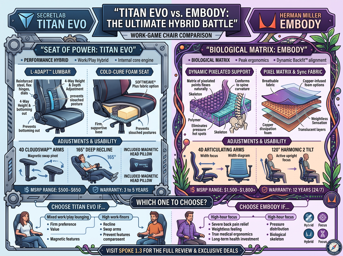 Secretlab Titan Evo vs. Herman Miller Embody: High-End Hybrid vs. Peak Ergonomics image