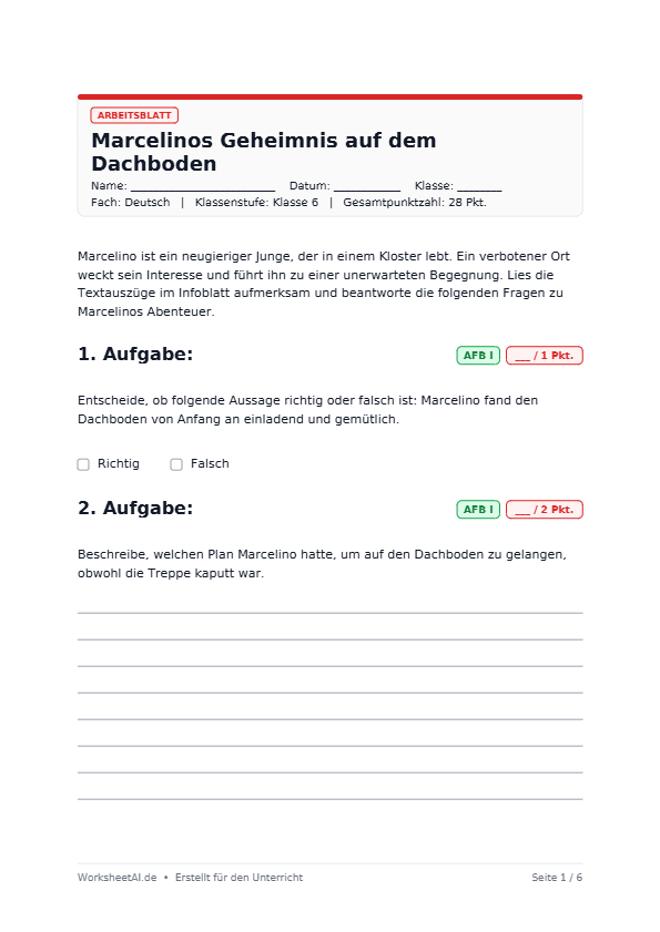 Marcelinos Geheimnis auf dem Dachboden