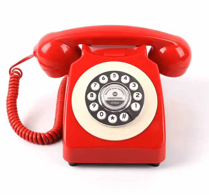 Bruilofttelefoon in de kleur Roodgloeiend, vintage telefoon als gastenboek