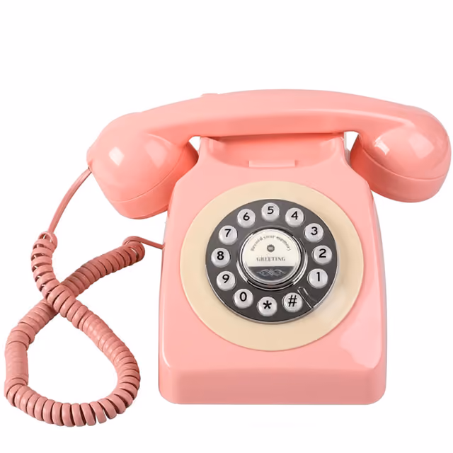 Bruilofttelefoon in de kleur Pretty in Pink, retro audiogastenboek te huur