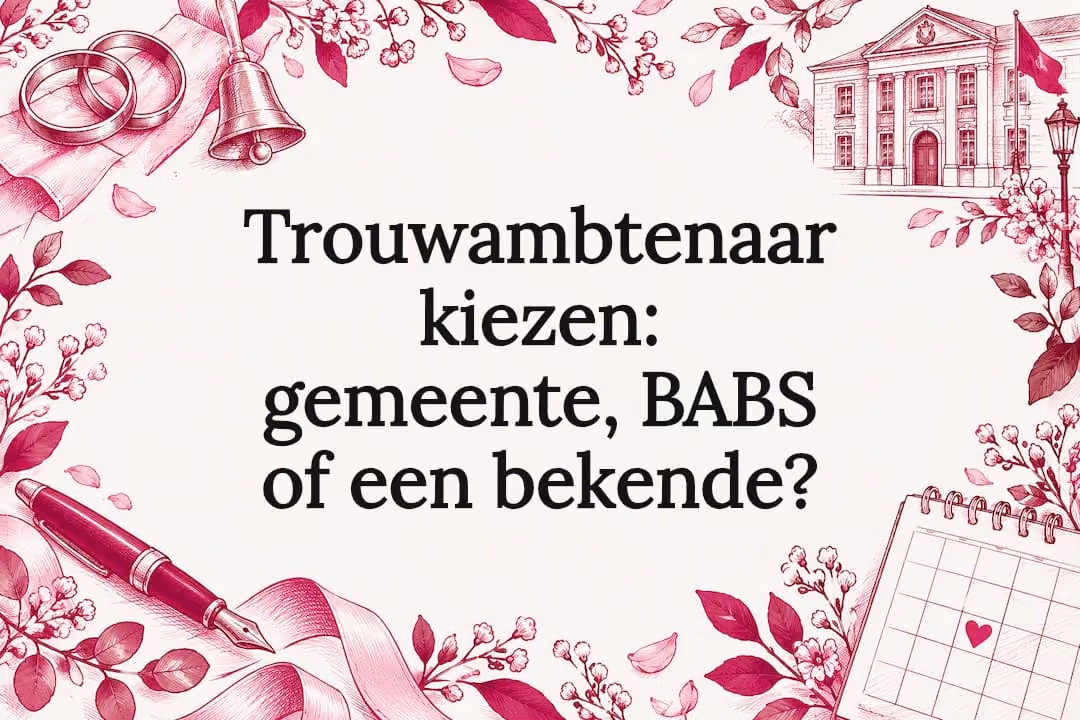 Sierlijke titelkaart met huwelijksymbolen