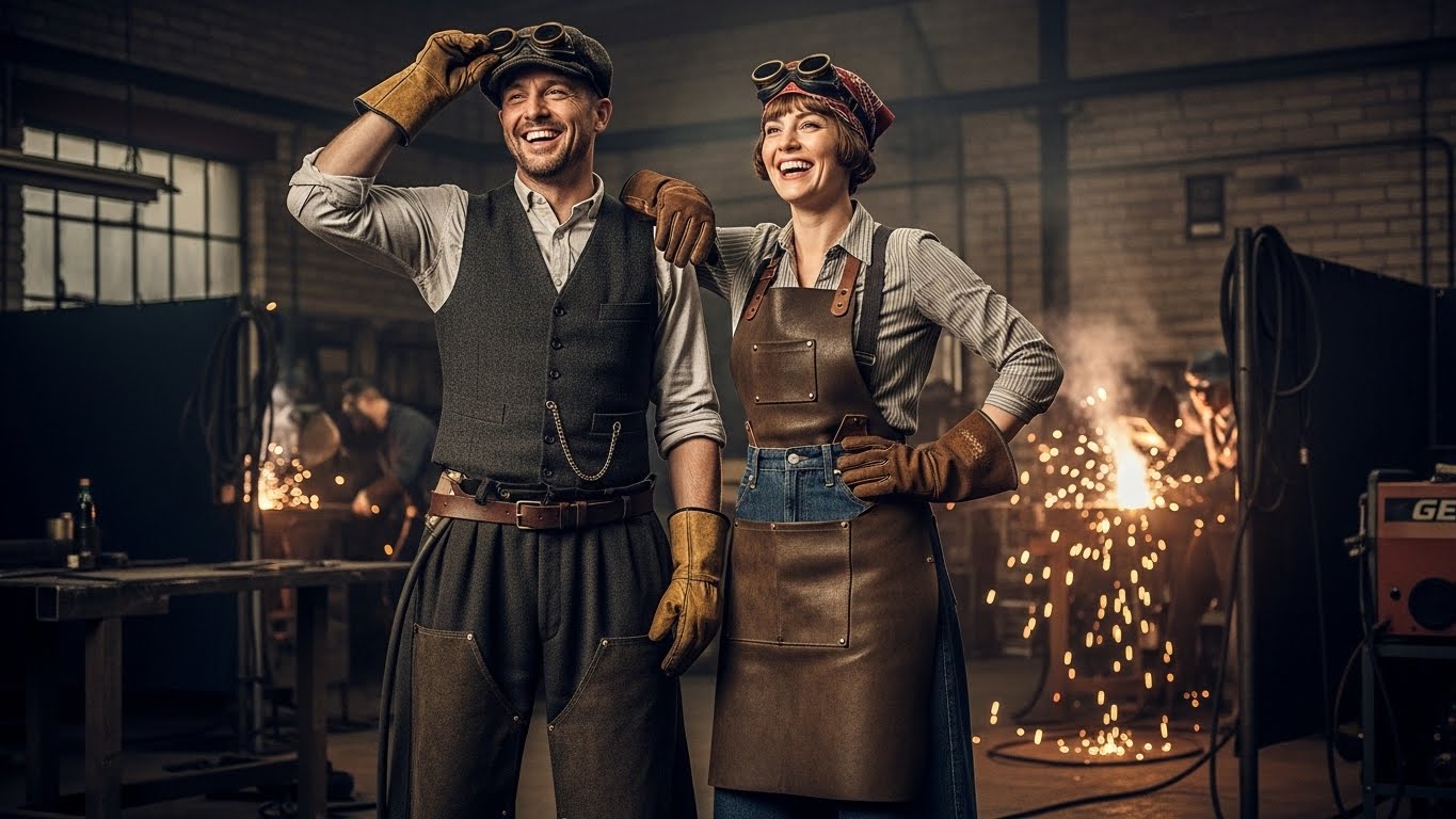 A welder working with sparks flying