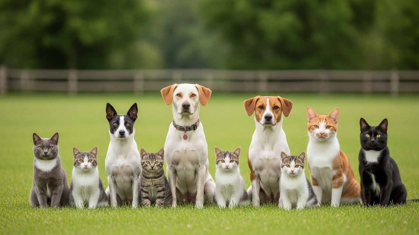 A happy dog being pet by a person