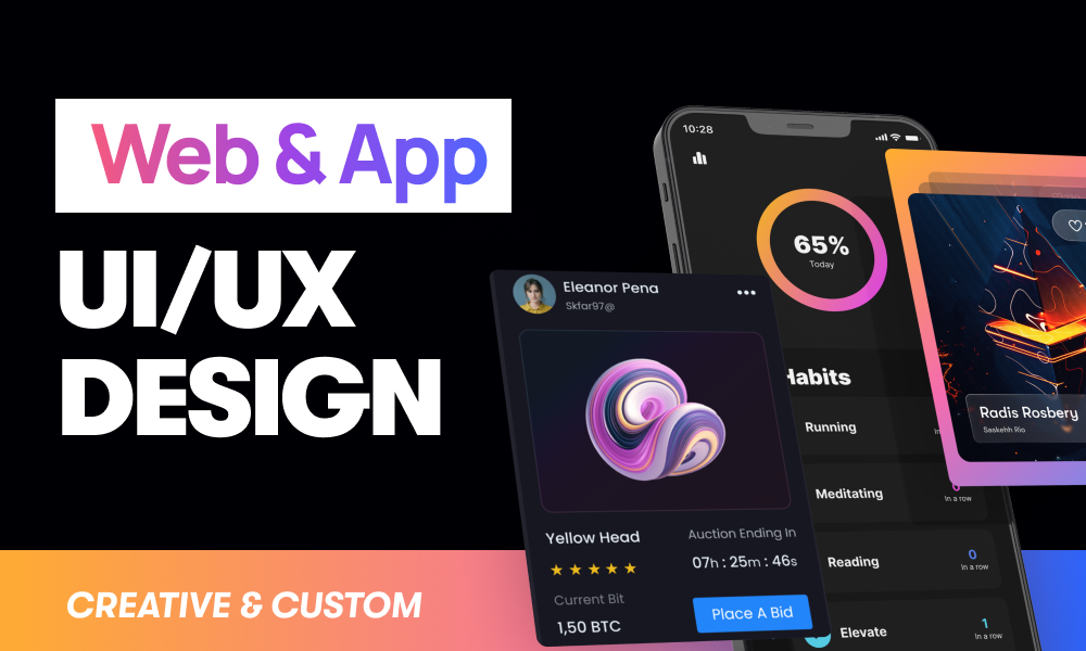 Creative mobile app UI and website UI design