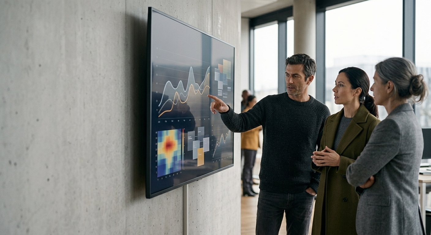 Two people engaged in a focused conversation, representing customer interaction.