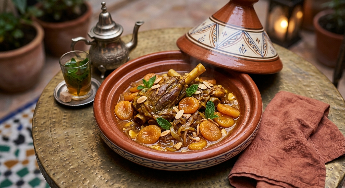 Moroccan Lamb Tagine with Apricots and Almonds