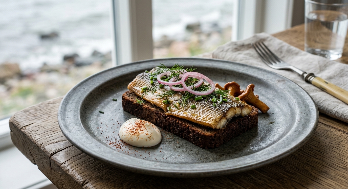 Pan-Fried Mackerel Open-Faced Sandwich