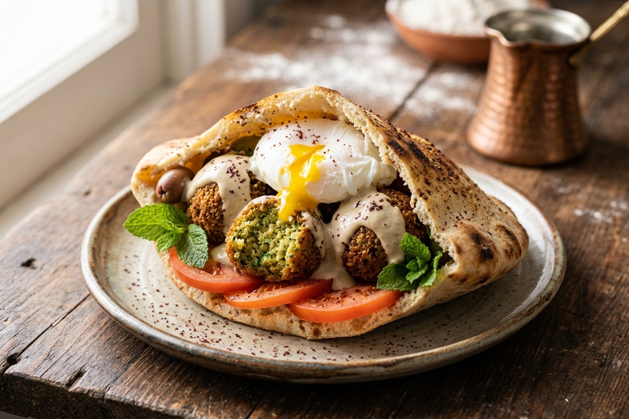 Falafel Pita with Poached Egg