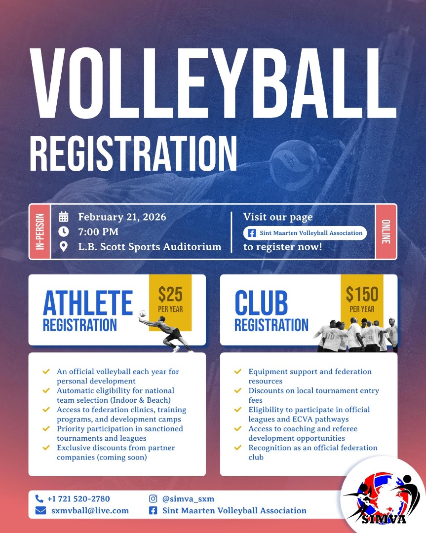 Sint Maarten Volleyball Association Opens Registration for 2026 Membership