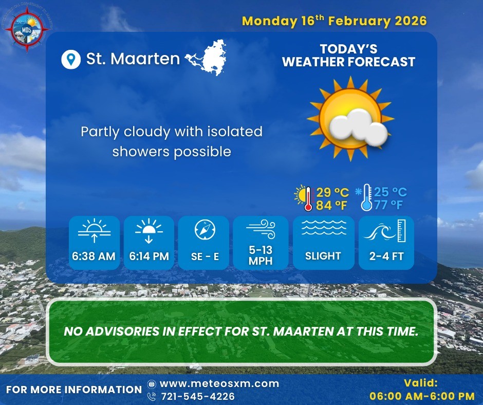 Isolated Showers Possible as Gentle Winds Continue Across St. Maarten