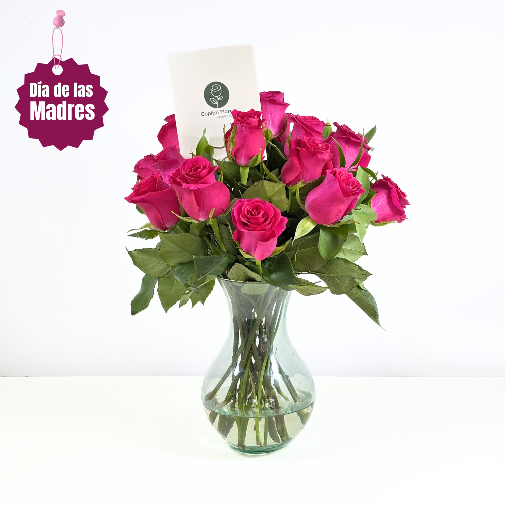 15 Rosas Rositas en Florero
